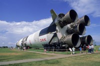 En af de store raketter på Houston Space Center.