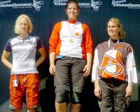 Michelle Dumaresq i midten. Danika Schroeter til venstre i billedet